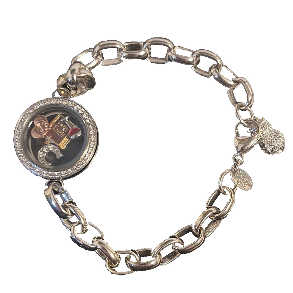 Origami Owl Silver Tone Bracelet -Mom Heart Charm - Holy Bible - Wine - Letter C - Picture 4 of 7